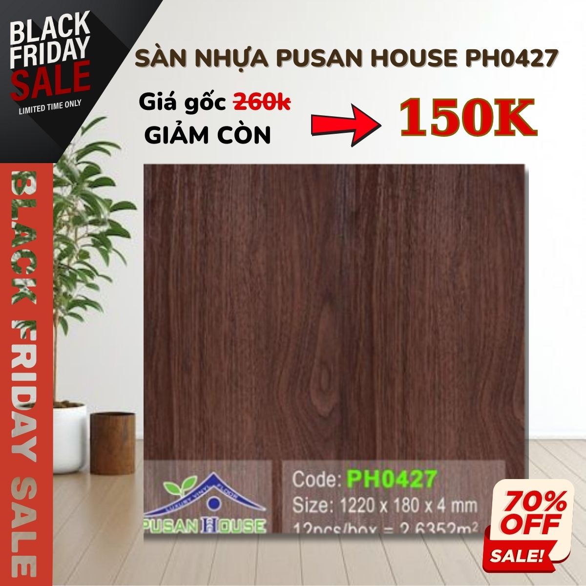 Sàn Nhựa Pusan House SPC PH0427 Khuyến Mãi