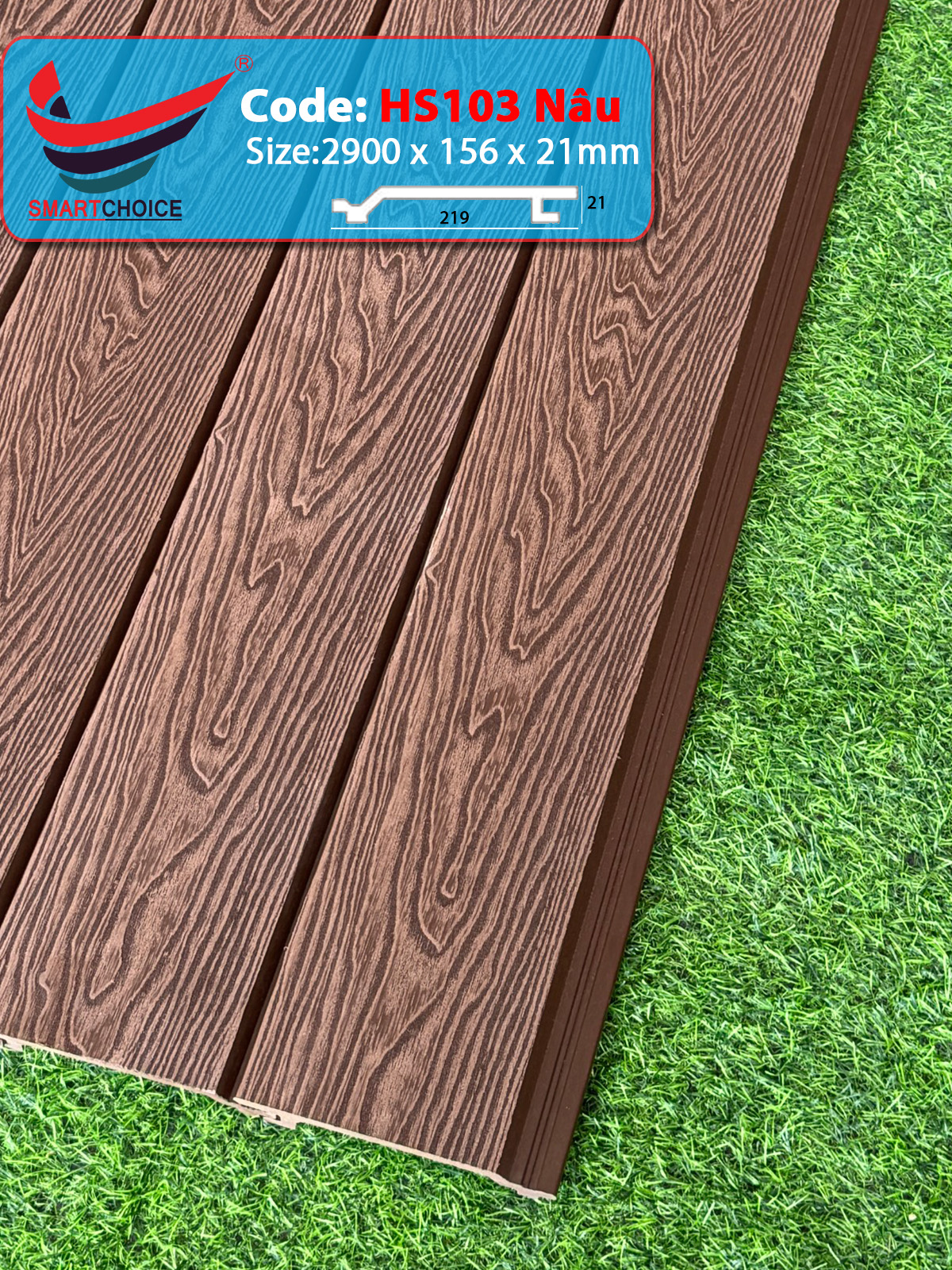 Tấm Ốp Ngoài Trời HS103 Nâu - Ảnh 2